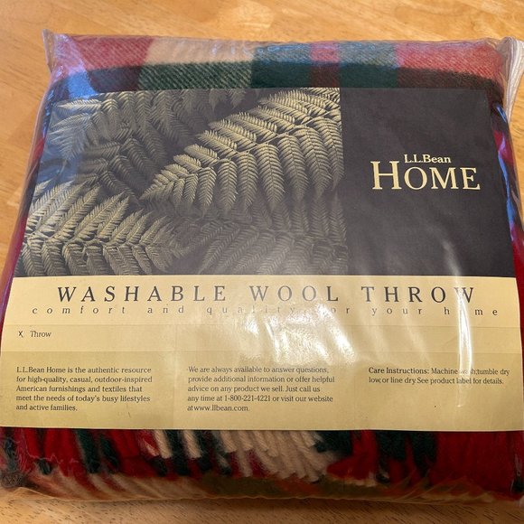 NEW Vintage BEAN Red Heritage Plaid Washable Wool Blanket